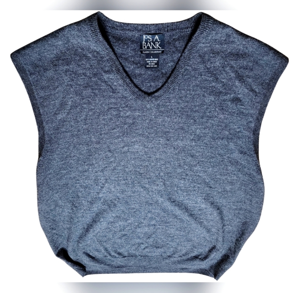 EUC 100% Merino Wool Sweater Gray Vest, Large